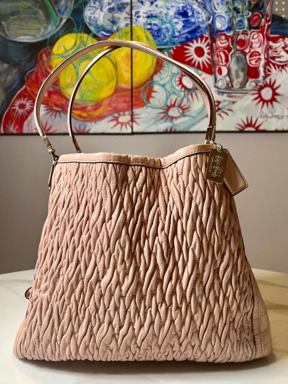 Coach Madison Gathered Leather Sophia Satchel Blush Pink 26257